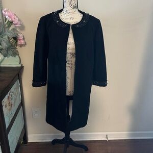 Vintage DKNY Beaded Rhinestone Wool Blend Dressy Evening Jacket Coat Size 14